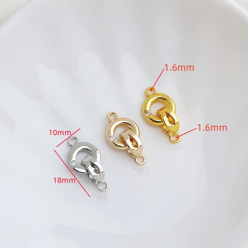 2pcs 14K Gold Plated Brass zircon Fold Over Clasps  For DIY Bracelet Necklace Jewelry Making