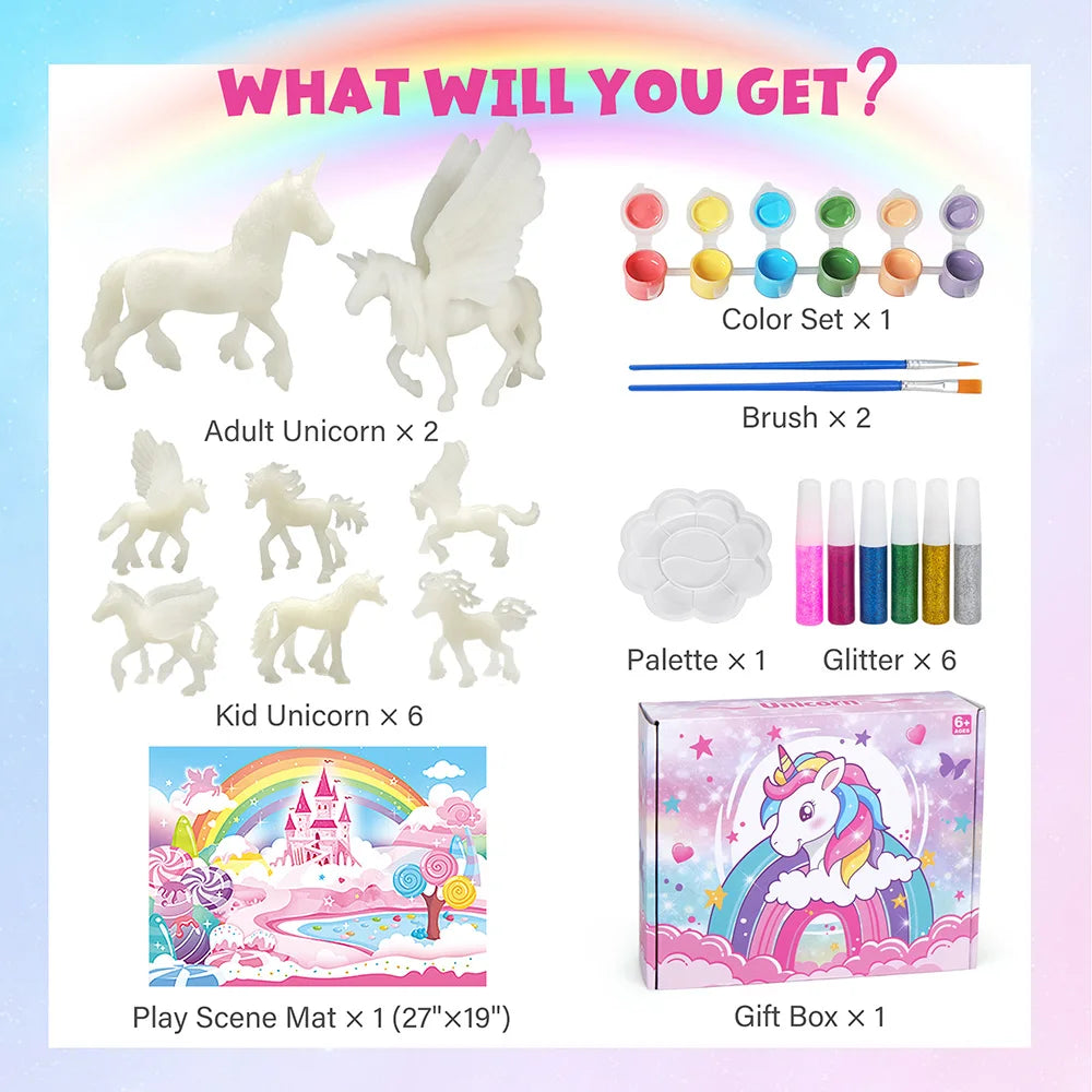 Kids Unicorn Painting Kit Toys, Glow in The Dark Unicorn Painting Gift for Kids, Arts & Crafts Supplies, Creative Painting Kit