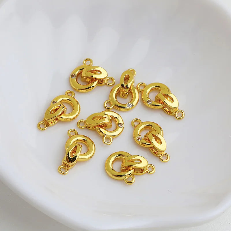 2pcs 14K Gold Plated Brass zircon Fold Over Clasps  For DIY Bracelet Necklace Jewelry Making