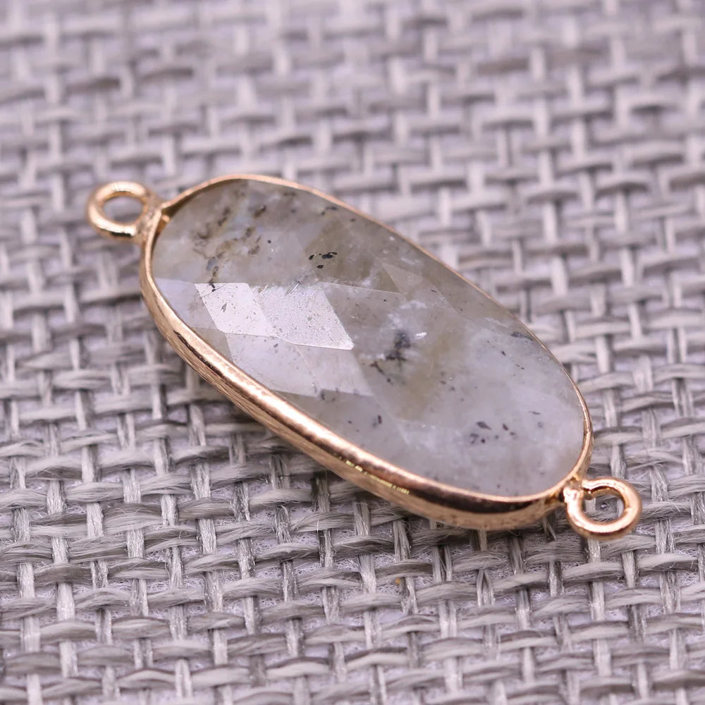 Double-hole Connector Amethyst Pendant, Perfect for DIY Bracelets, Necklaces, and Jewelry Making. New Natural Stone Multi-faceted Crystal Quartz Charm