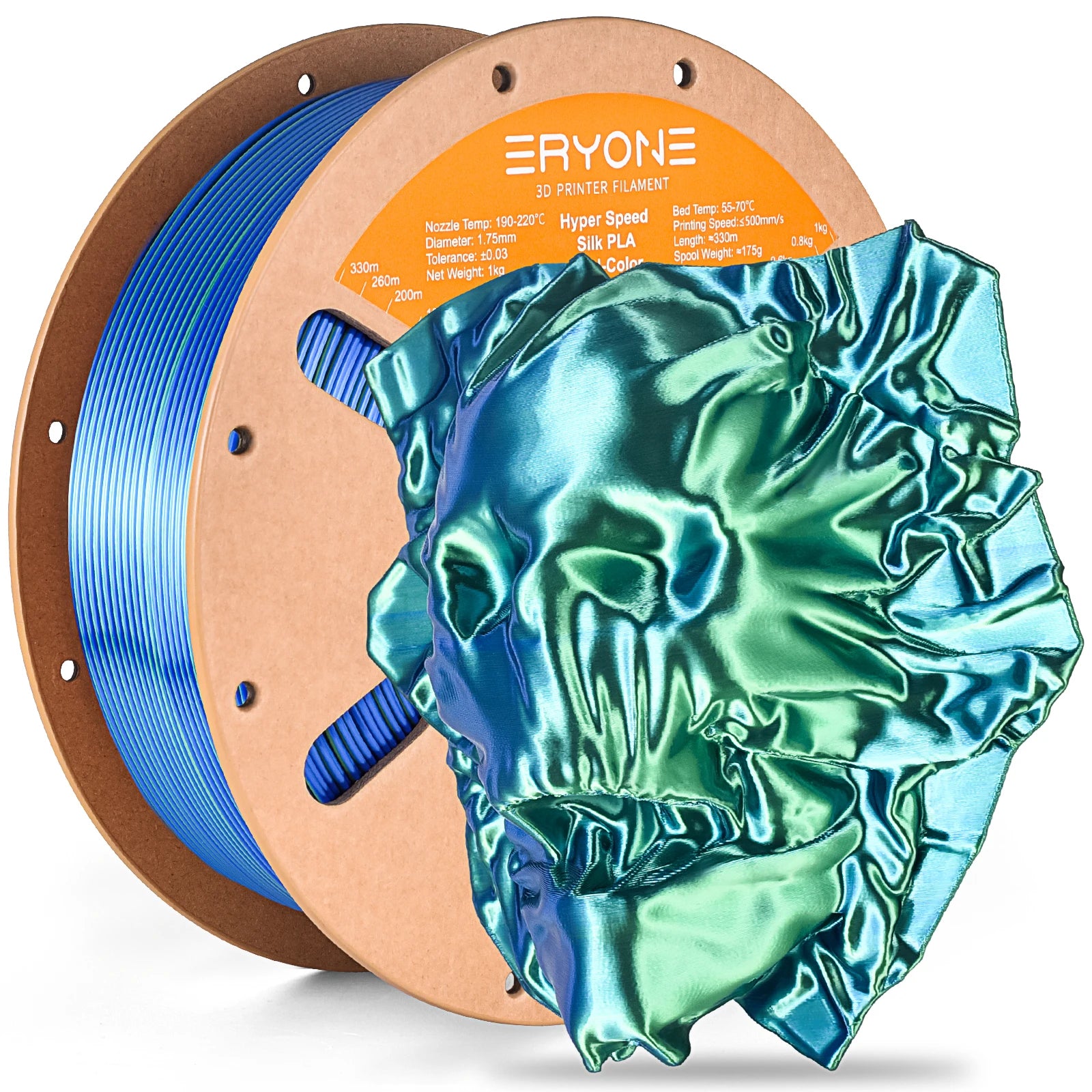ERYONE 1KG Silk Dual Color PLA Series 3D Printer Filament 1.75mm,Coextrusion Silky Shiny Finish