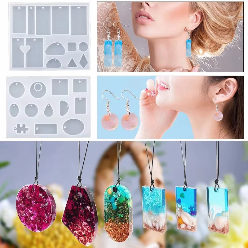 Resin Silicone Molds Jewelry Making Kit Pendant Earring Necklace Keychain