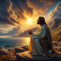 Jesus Christ Prayer Diamond Art Kit for Adults, Round Full Drill Painting 13.8x13.8in