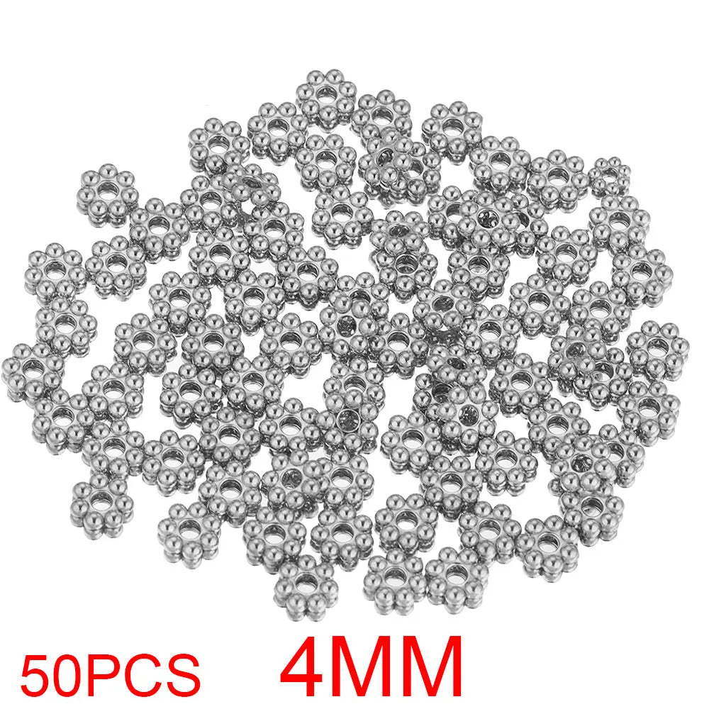 Daisy Spacer Beads Gold Plated Over Stainless Steel For Jewelry Making 50 Pieces