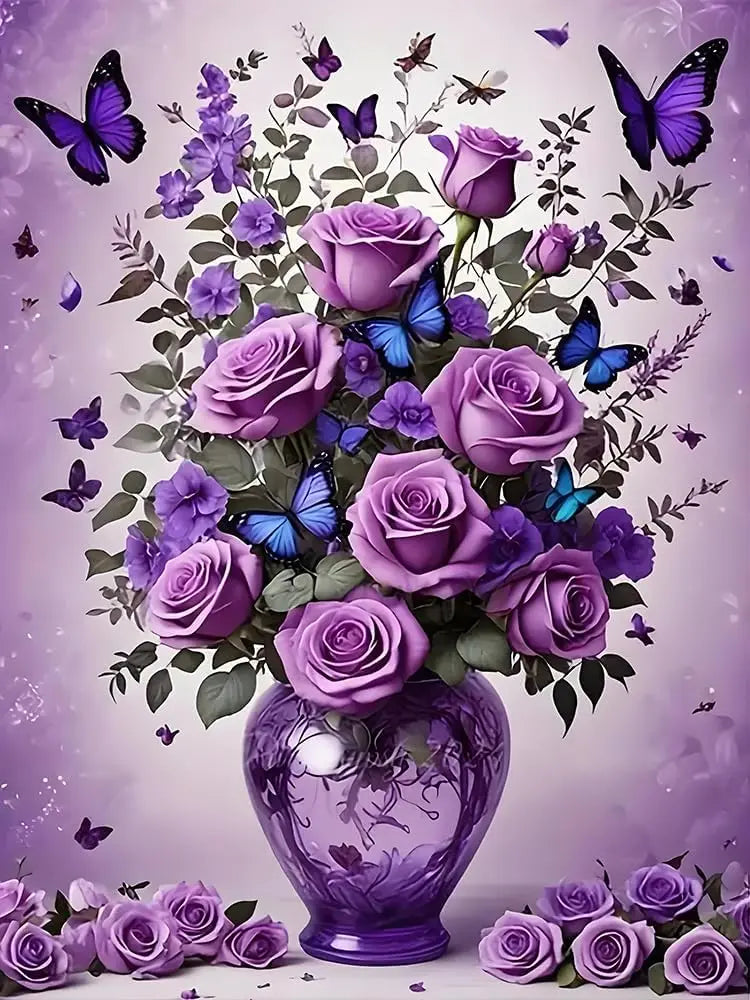 Floral Butterfly Diamond Painting Kit for Adults Beginners, 5D Full Drill Art Home Decor 12x16 Inch