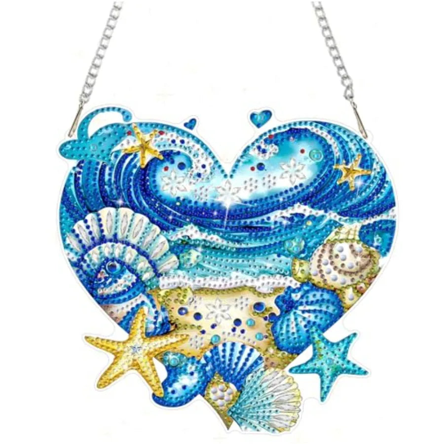 Diamond Art Painting Kits Hanging Beach Theme 5D Heart Shaped