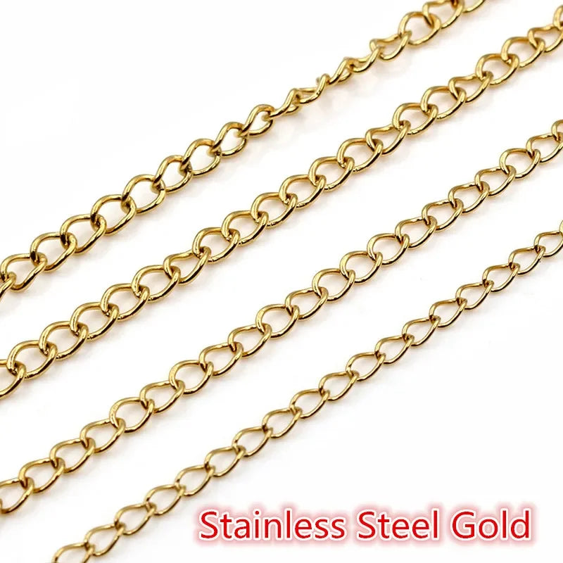 5 Meters Stainless Steel Gold Chains Bulk