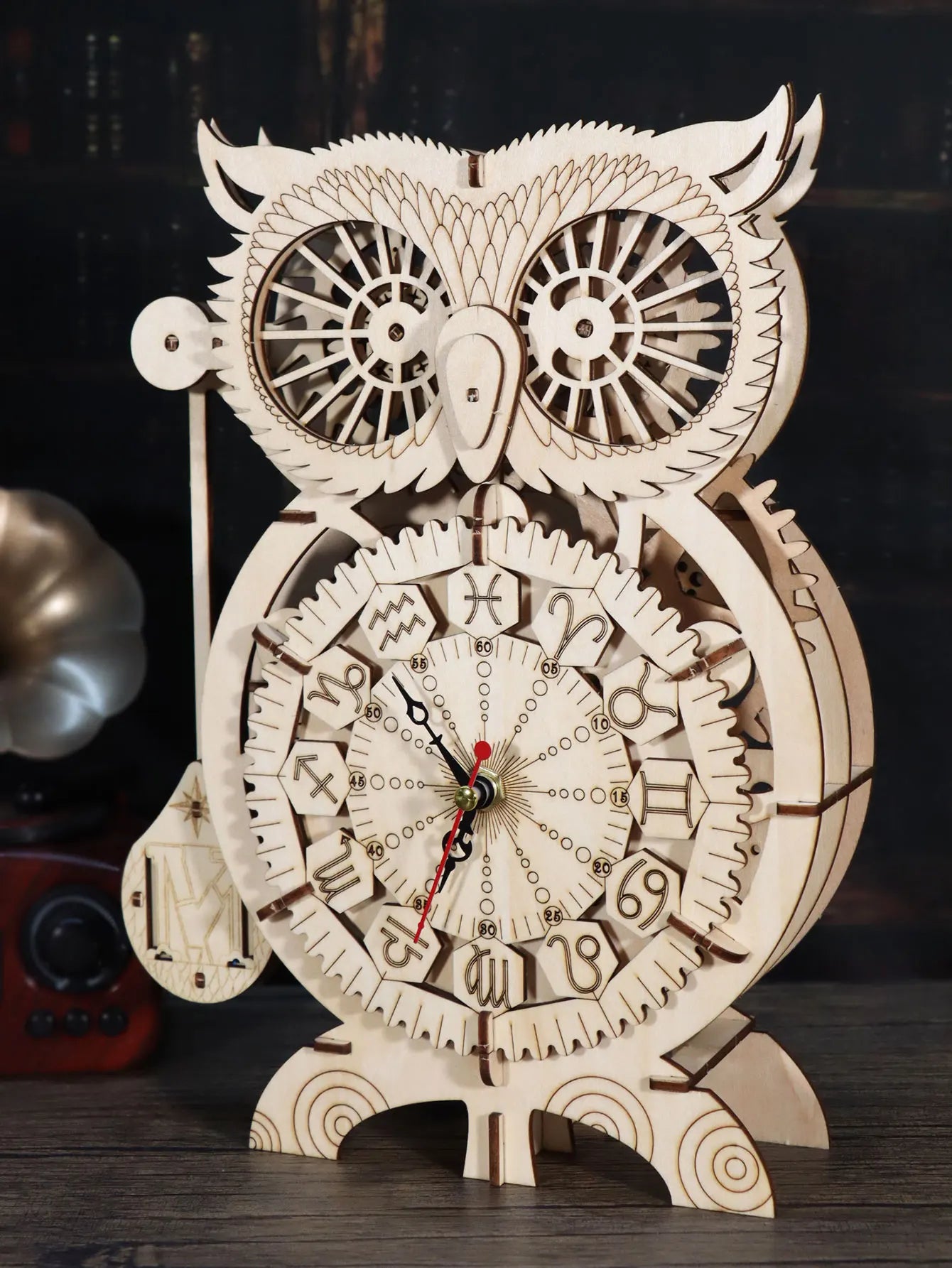 3D Wooden Puzzle Owl Clock Model To Build Kit for Adults