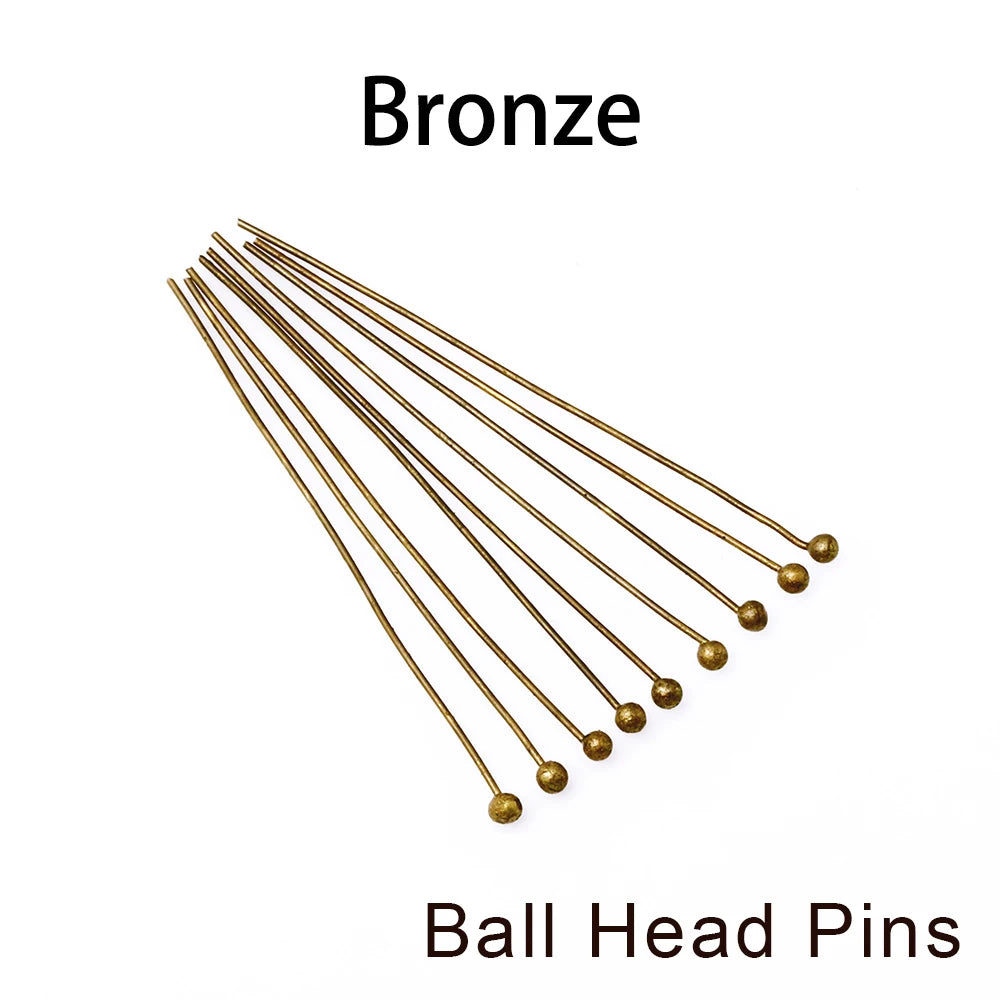 Eye & Head Pin Gold Plated Ball Head Pins for Jewelry  Making 100-200 Pieces