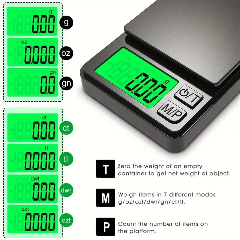 Precision Pocket Scale 1000g X 0.01g - Digital Gram,  Jewelry Findings Grams, Mailing Packages Ounces Scale with Backlit LCD - Mini Scale for Travel