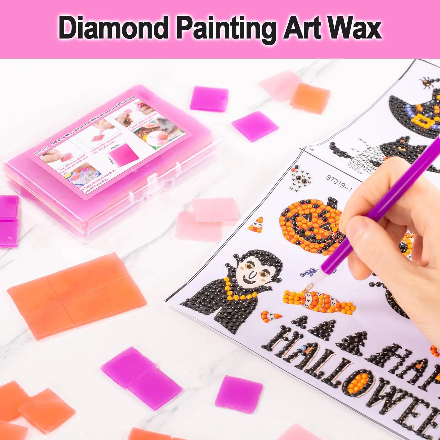 Diamond Art Wax Refills with Storage Box, 0.8x0.8 Inches for Crafting 90 Pcs