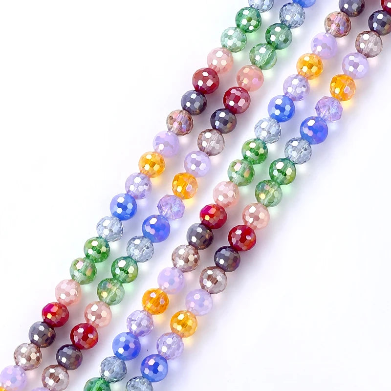 Colorful  Crystal Faceted Disco Ball Beads Electroplate Glass for Jewelry Making 8mm