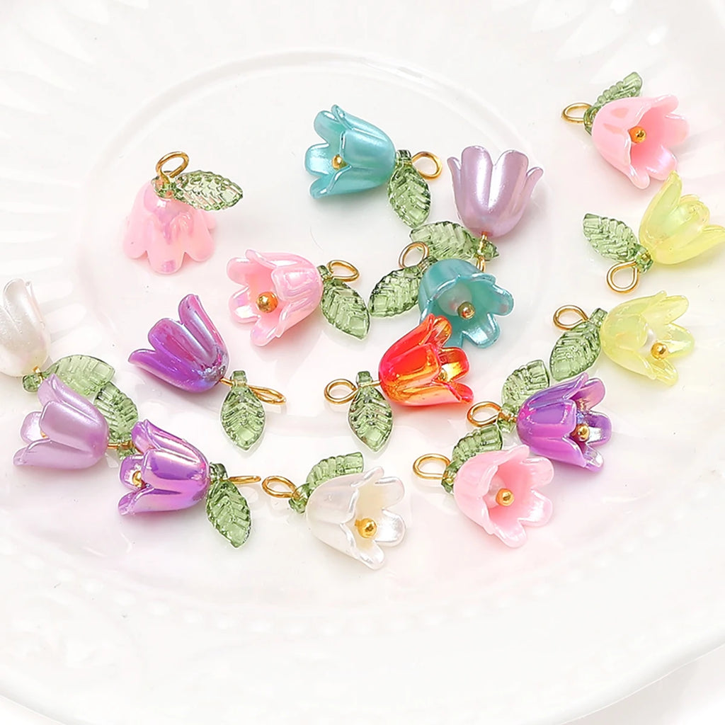 Acrylic Lily Of The Valley Flower Bud Drops/Charms 11x14mm 2-10Pcs