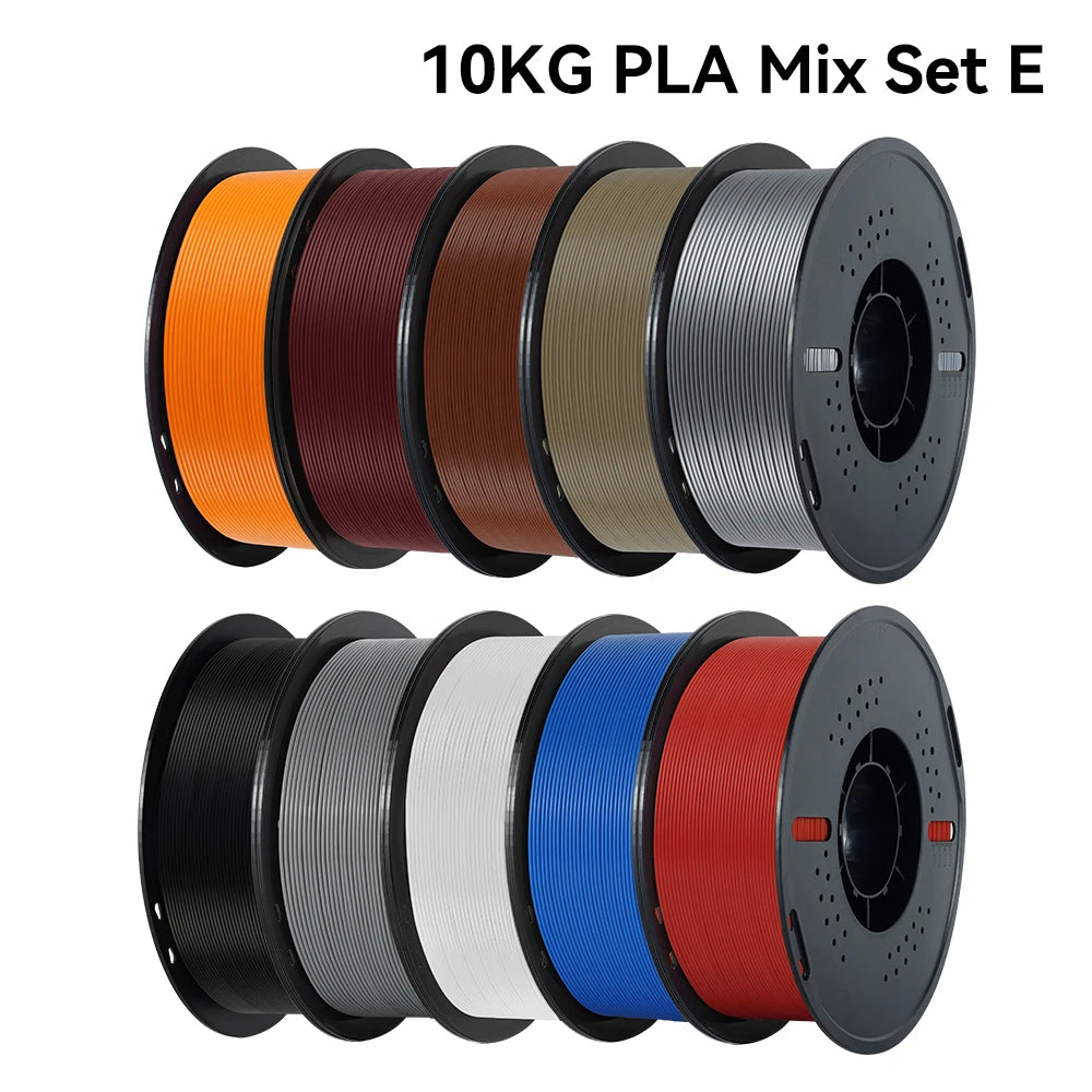 KINGROON 22LBS PETG or PLA filament 3D Printer Filament 10 Rolls 1KG 1.75MM Eco-Friendly Good Toughness Mix Color