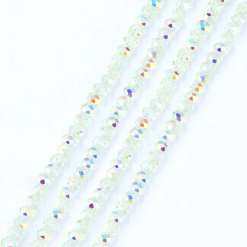 3mm Faceted Round Glass Bead Strands Color Crystal AB   Briolette, Rondelle,  Spacers for Jewelry Making