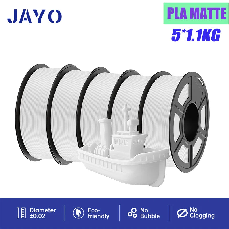 JAYO 5Rolls PLA/PLA Plus/Petg/ABS/TPU/PLA Metal/PLAYG/HS-PLA 3D Printer Filament 1.75mm FDM