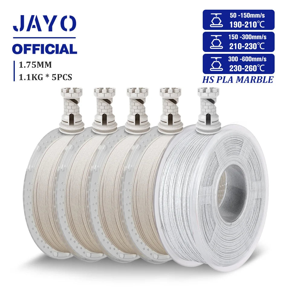 JAYO High Speed Marble  5 Rolls PLA 3D Printer Filament For FDM Marble-Like Texture