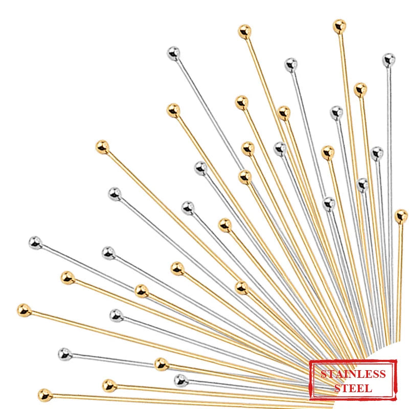 Stainless Steel Ball Head Pins Silver Gold Plated Eye Pins 50pcs/100pcs