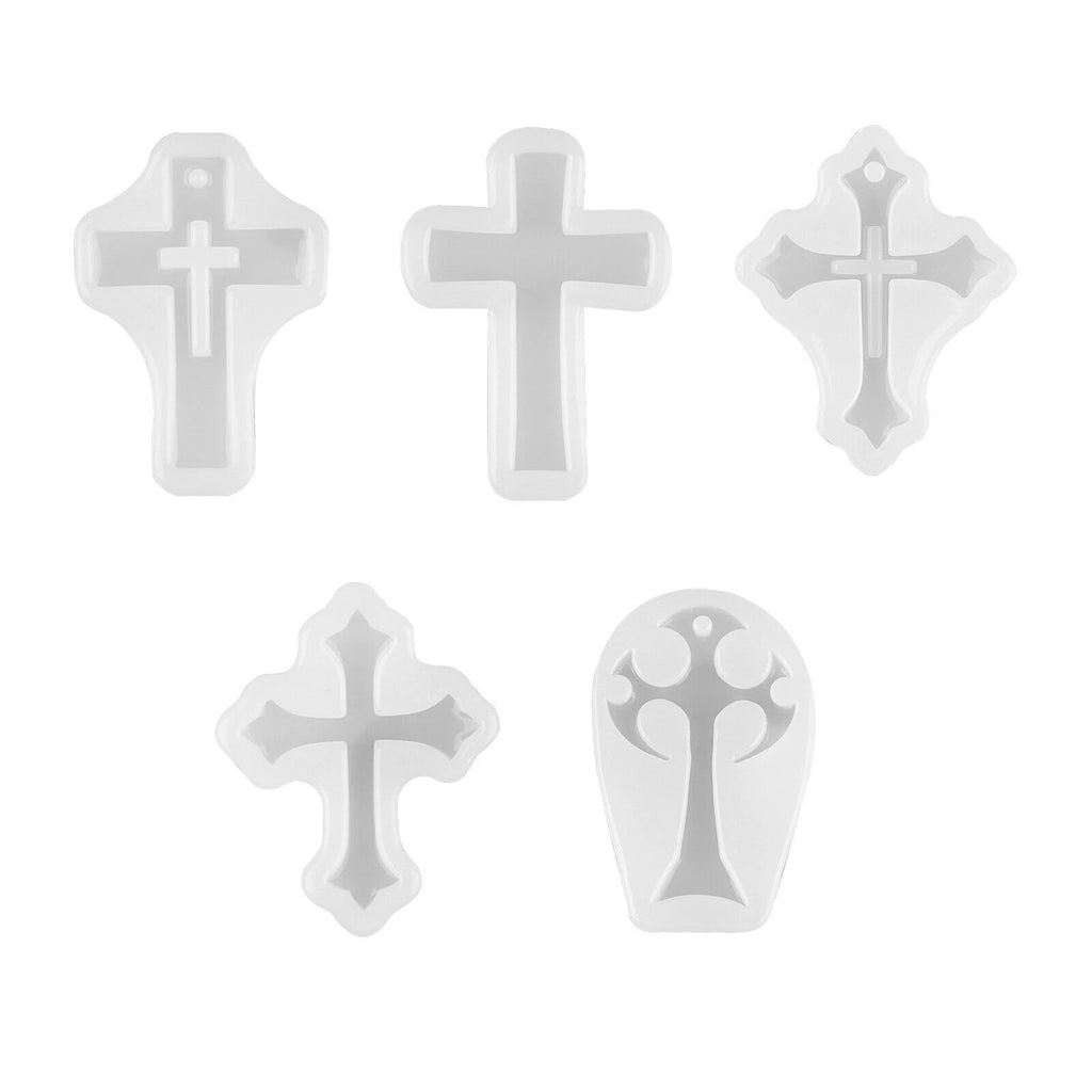 5Pcs Cross Silicone Resin Mold  for DIY Epoxy Resin Crafts Jewelry Making Accessories Tools Necklace Pendants Casting Mould