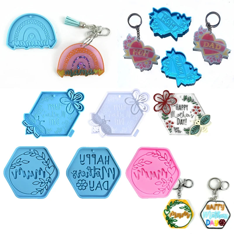 For Mom & Dad Keychain Pendant Resin Mold
