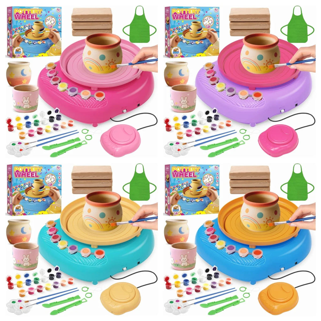 Hotfree Pottery Wheel for Kids with Clay Kit -  Kids Ages 6-12, Complete Pottery Kit with Air Dry Clay and Painting Tools,