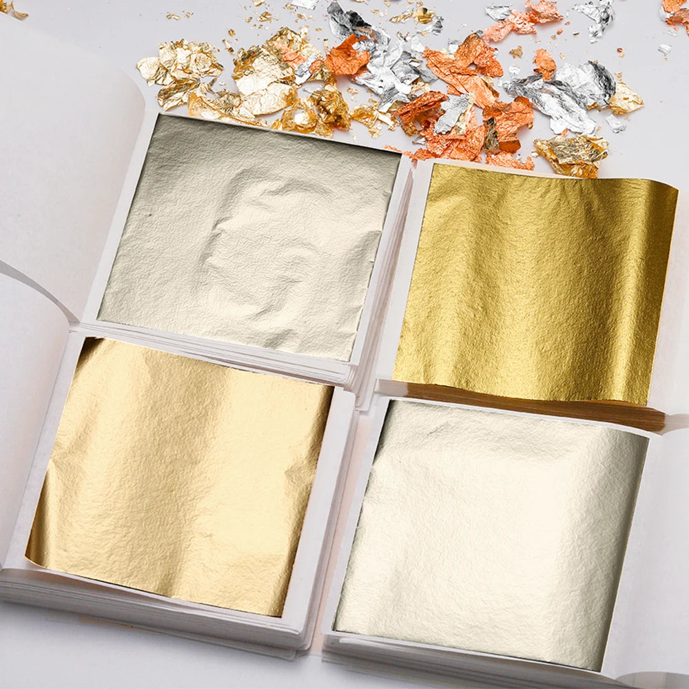 Imitation Gold Foil Paper Leaf Gilding  Use in Epoxy Resin Mold Jewelry Making 100-200sheets