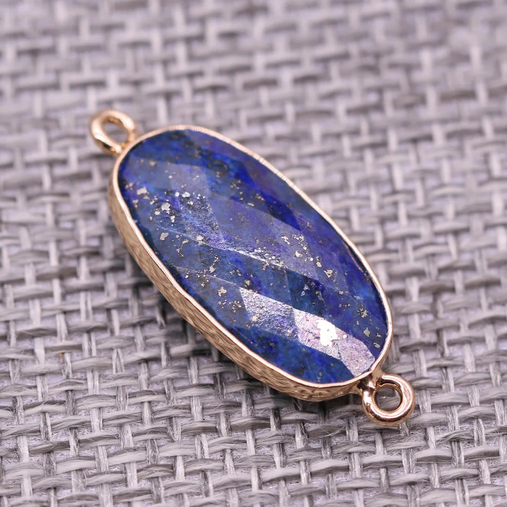 Double-hole Connector Amethyst Pendant, Perfect for DIY Bracelets, Necklaces, and Jewelry Making. New Natural Stone Multi-faceted Crystal Quartz Charm