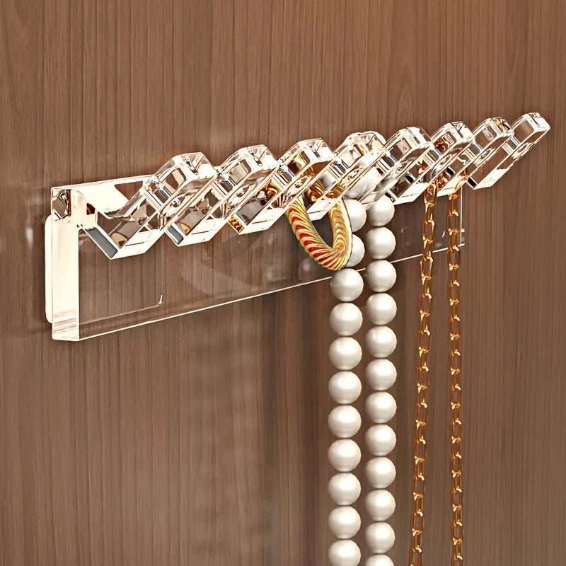 3-Piece Set Of 8-Hole Wall-Mounted Jewelry Storage Rack, With Necklaces, Bracelets And Earring Hooks - Anti-Tangle Display