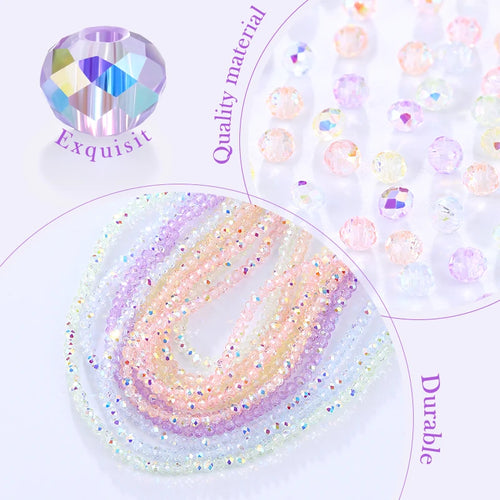 3mm Faceted Round Glass Bead Strands Color Crystal AB   Briolette, Rondelle,  Spacers for Jewelry Making
