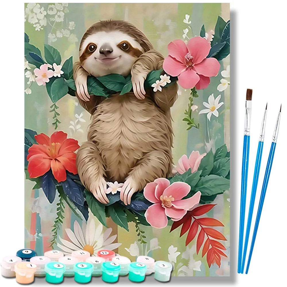 Cute Sloth Art Paint By Numbers Kit