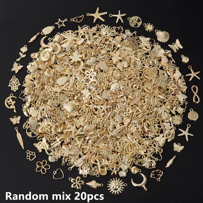 Bright Gold Color Random Mix  Charms