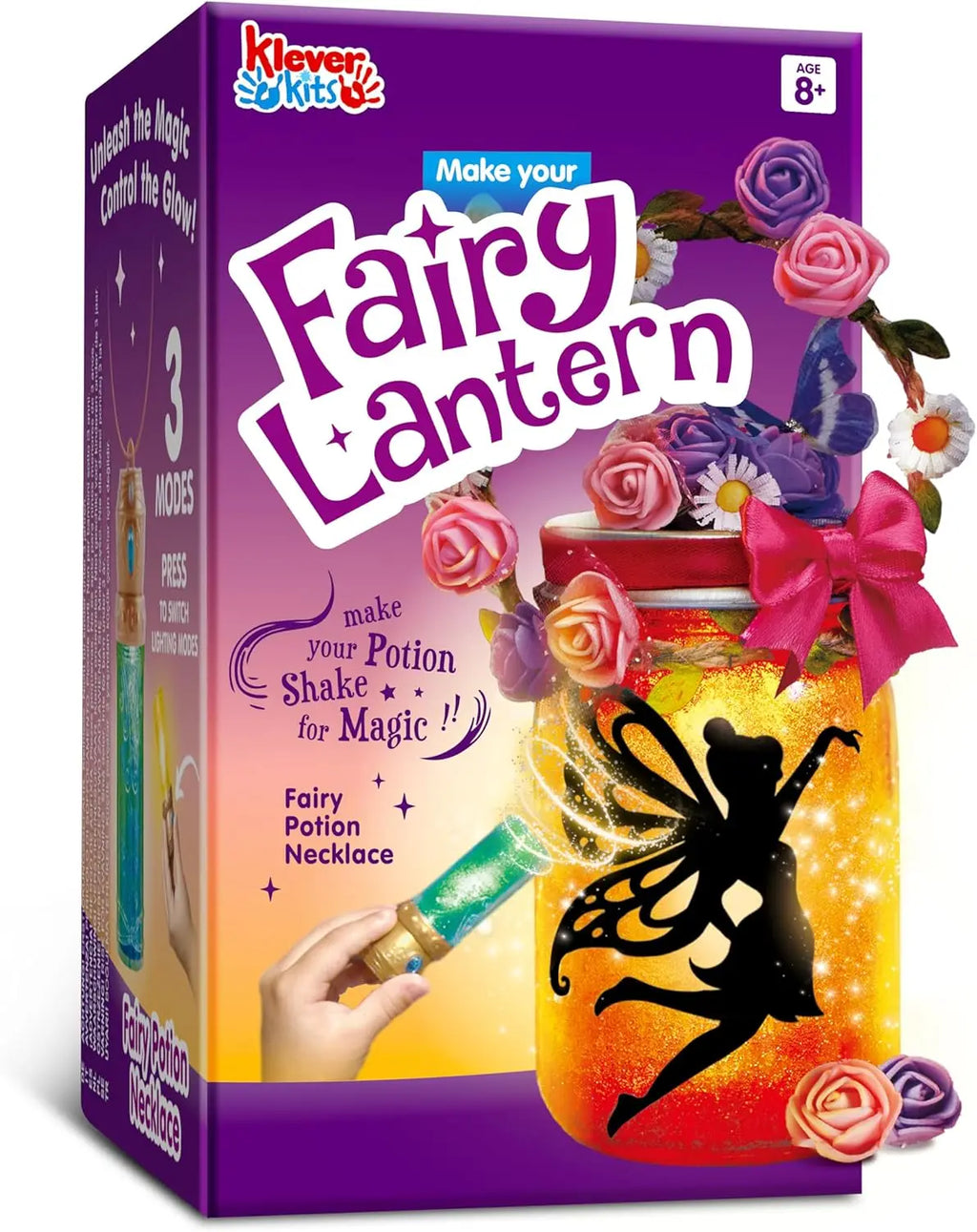 Fairy Lantern Craft Kit with Rose Lights and String Lights for Age 8+ with 7 Color Fairy Potion Necklace