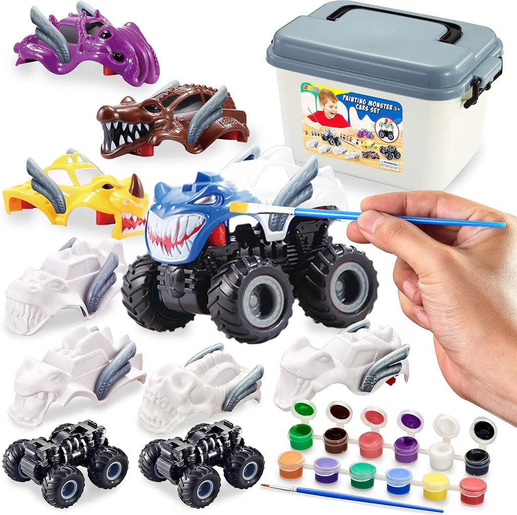 JOYFY Kids Craft Kit Build & Paint Your Own Friction Powered Monster ATV