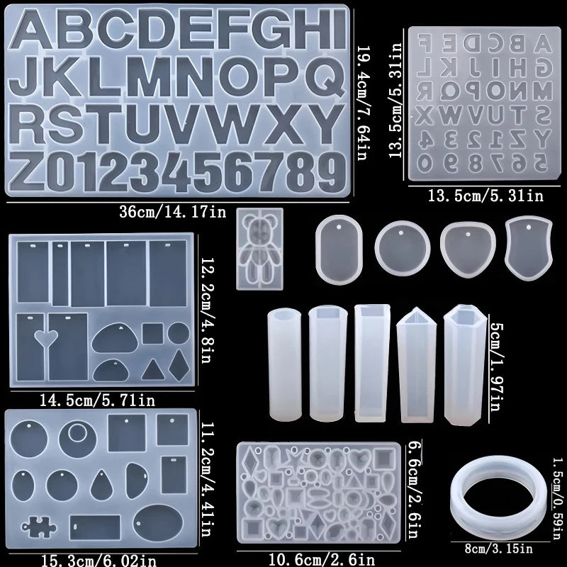 Resin Silicone Molds Jewelry Making Kit Pendant Earring Necklace Keychain