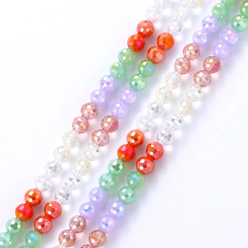 Colorful  Crystal Faceted Disco Ball Beads Electroplate Glass for Jewelry Making 8mm