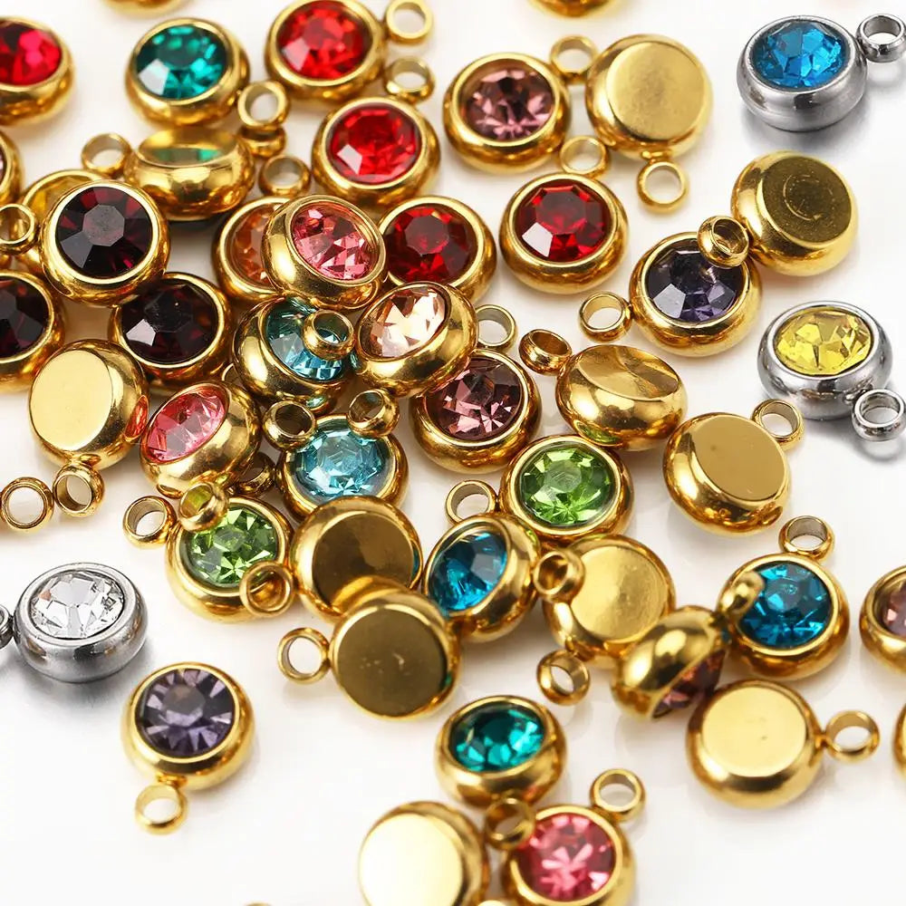 Stainless Steel Rhinestone Drops Charms