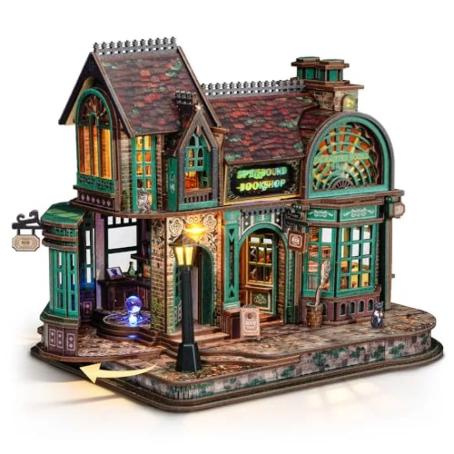 3D  Puzzle Magic Bookstore with LED Lights - DIY Miniature Kit