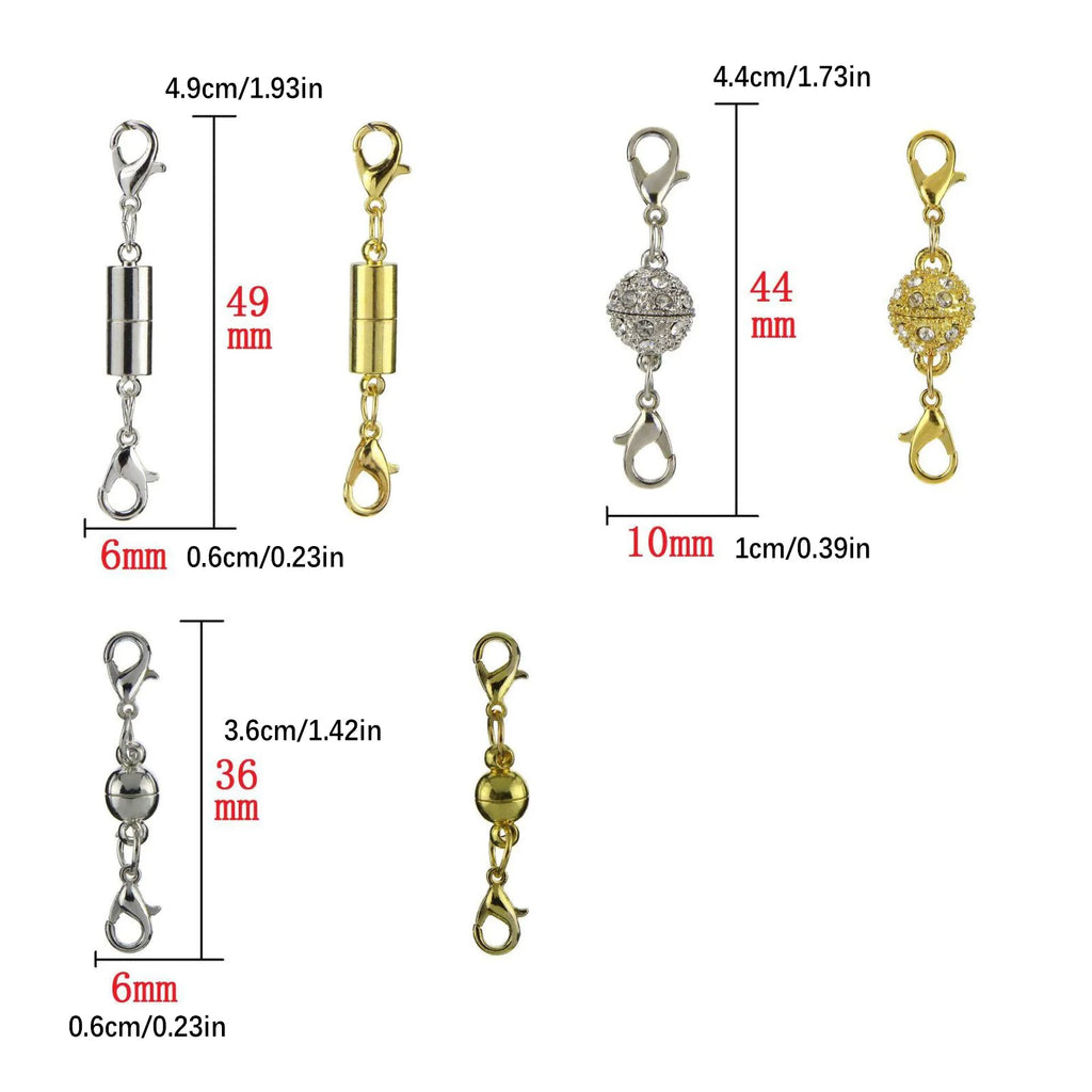 3-Style Strong  Magnetic Clasps for  Jewelry Making Necklaces Bracelets or as an  Extender Chain 24Pcs