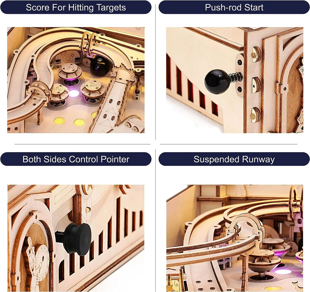 Robotime 3D Pinball Machine Puzzle Game Mechanical Wooden Model Building Kit for Adult 14+ Teens