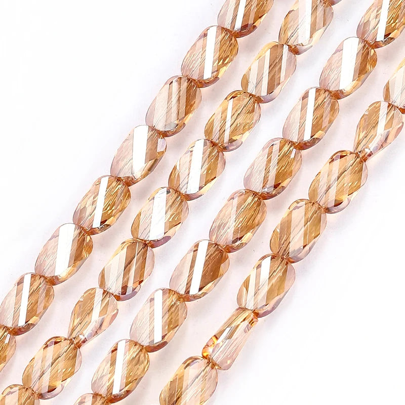 Faceted Glass Twisted Beads AB Color  Jewelry Bracelet Necklace Earring Making 2 Sizes