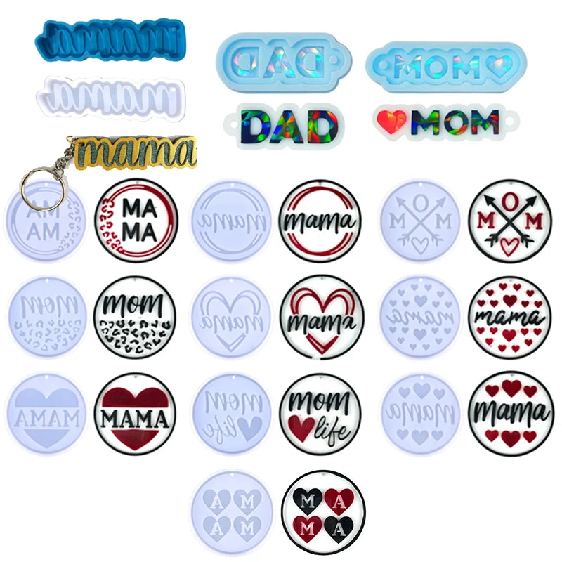 For Mom & Dad Keychain Pendant Resin Mold