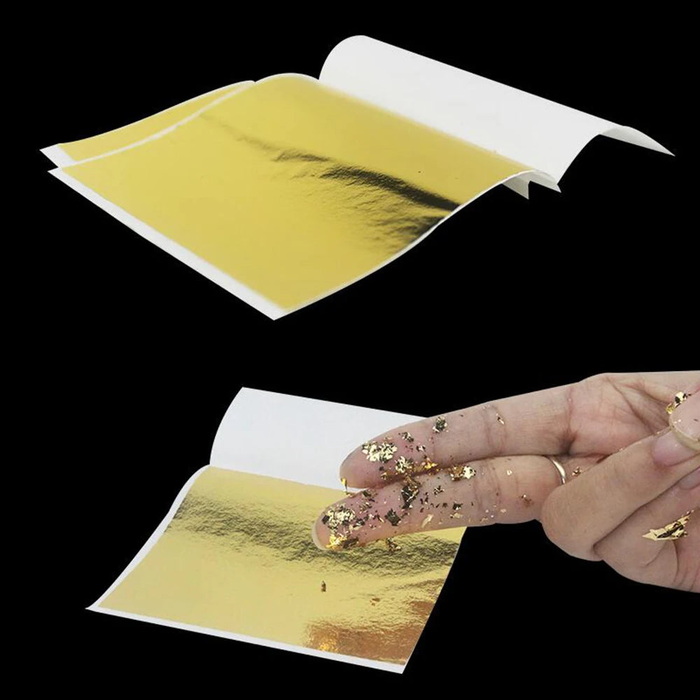 Imitation Gold Foil Paper Leaf Gilding  Use in Epoxy Resin Mold Jewelry Making 100-200sheets