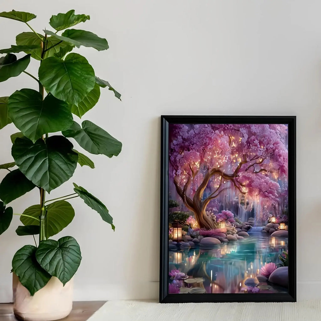 Shimmering Forest Diamond Painting Kit for Adults, 5D DIY Art with Full Round Drills, 13.8x13.8 Inch