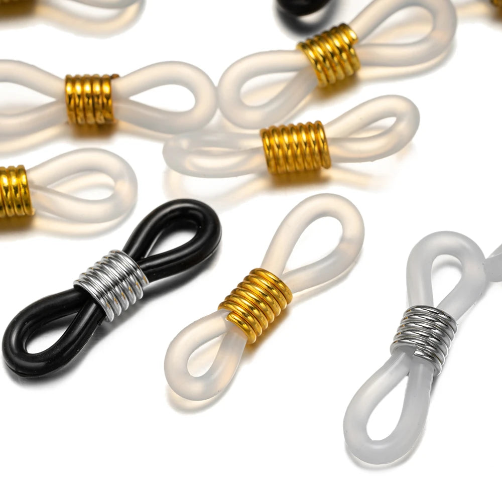 Eyeglass Chain End Adjustable Spring Rubber End Connector for Eye Glasses Sunglasses Cord Holder 50Pcs