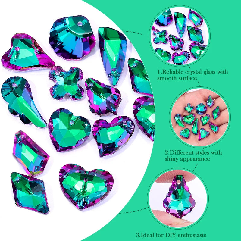Crystal Pendant Bright Color Single Hole Beads  Earrings Bracelets