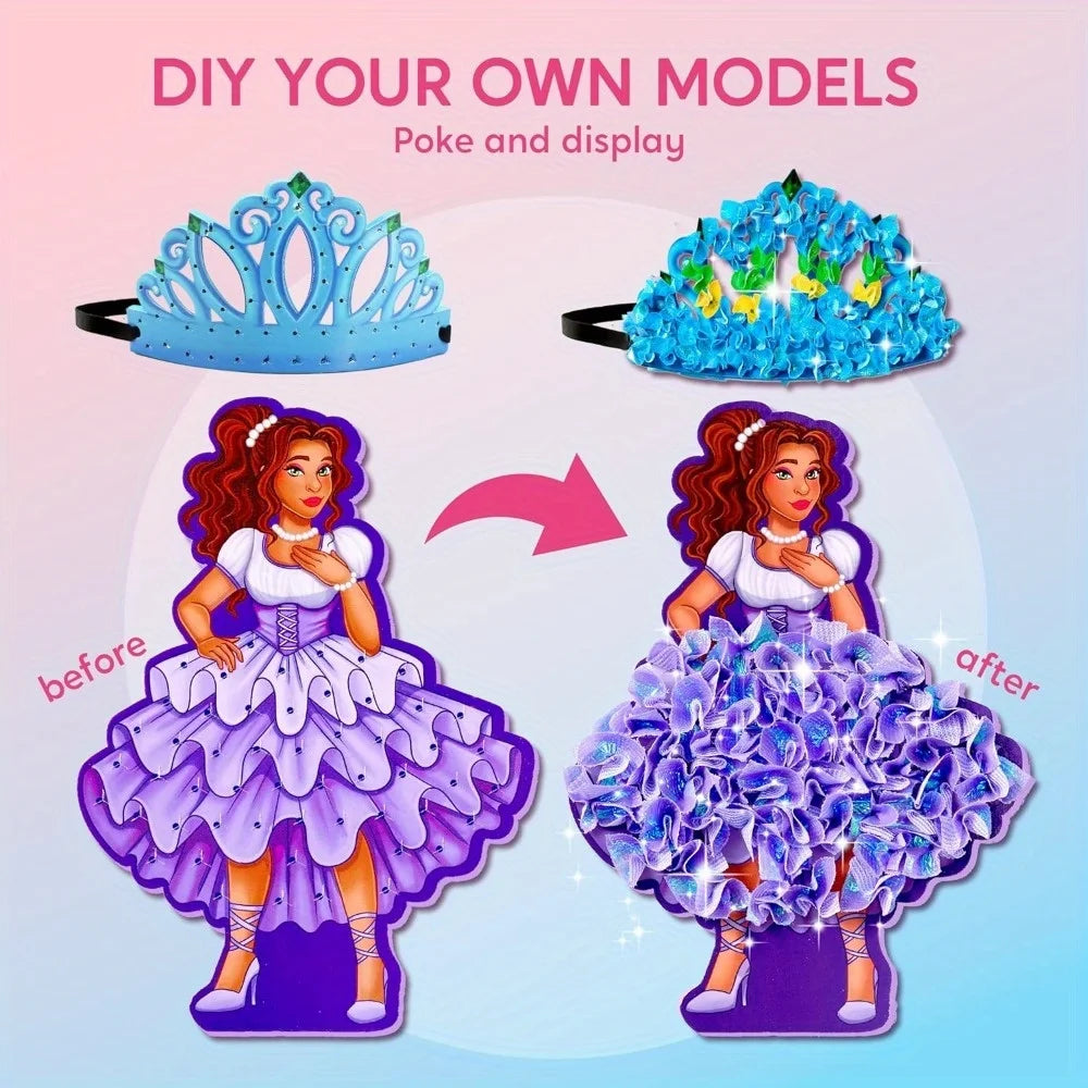 Joyfy Kids Poke-in Art Magical Princesses DIY Wood Craft Kits Creative Activity  for Girls Boys Ages 4-9 Birthday Gifts