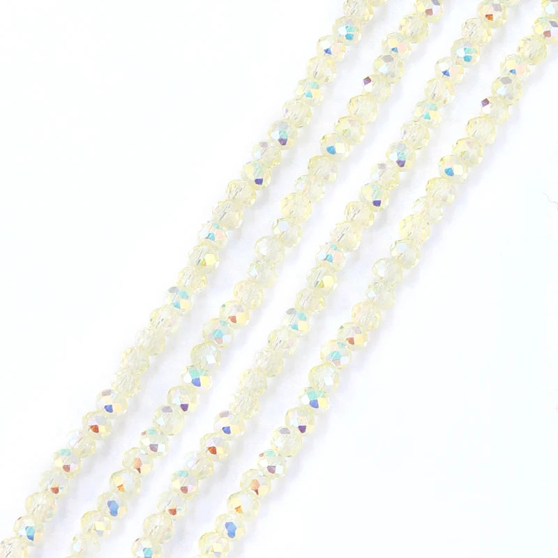 3mm Faceted Round Glass Bead Strands Color Crystal AB   Briolette, Rondelle,  Spacers for Jewelry Making