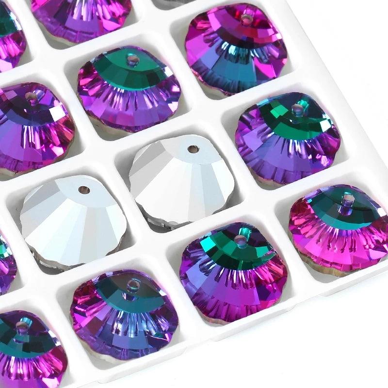 Shell Crystal Charms, Necklaces,  Pendants for Jewelry Making  16mm  12Pcs