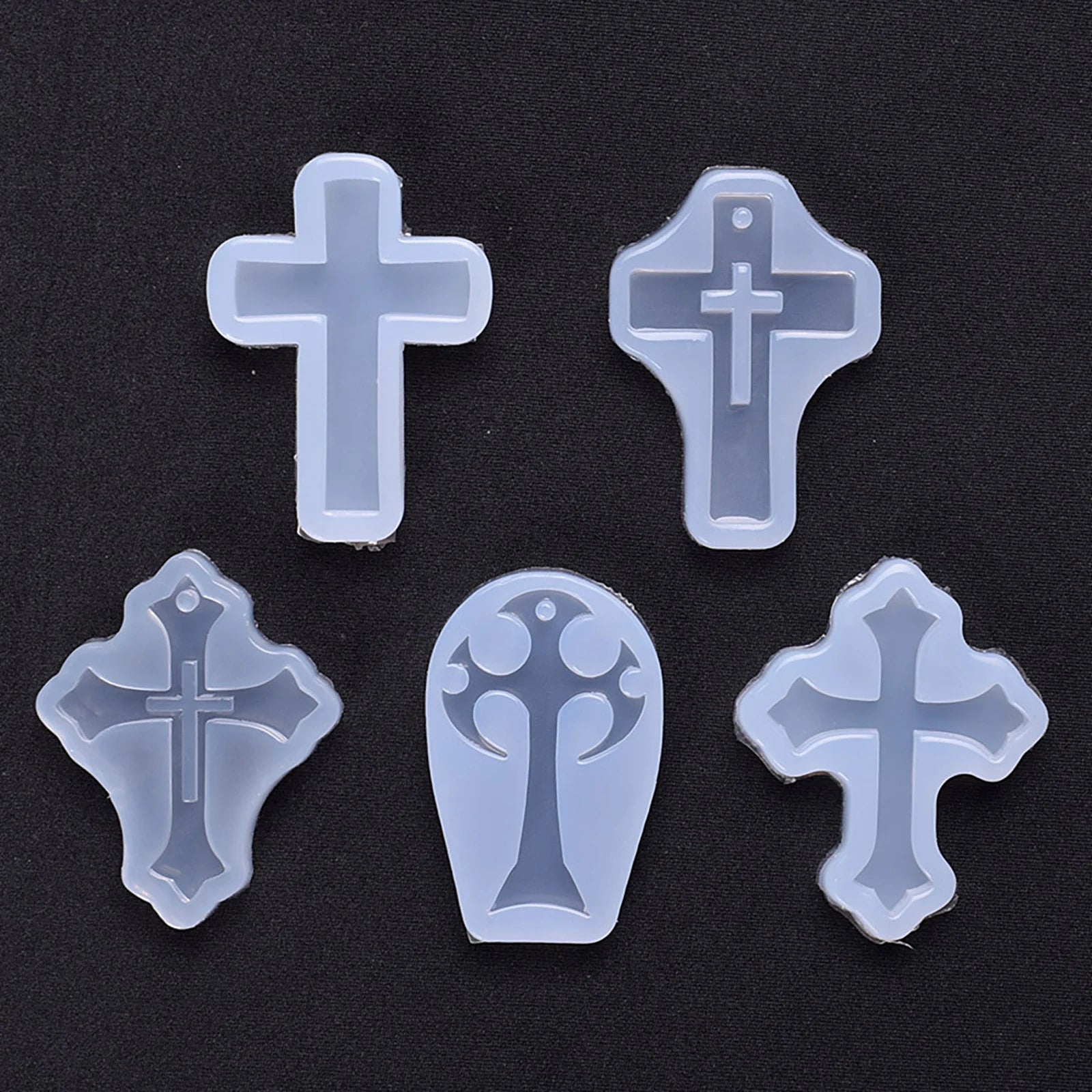 5Pcs Cross Silicone Resin Mold  for DIY Epoxy Resin Crafts Jewelry Making Accessories Tools Necklace Pendants Casting Mould