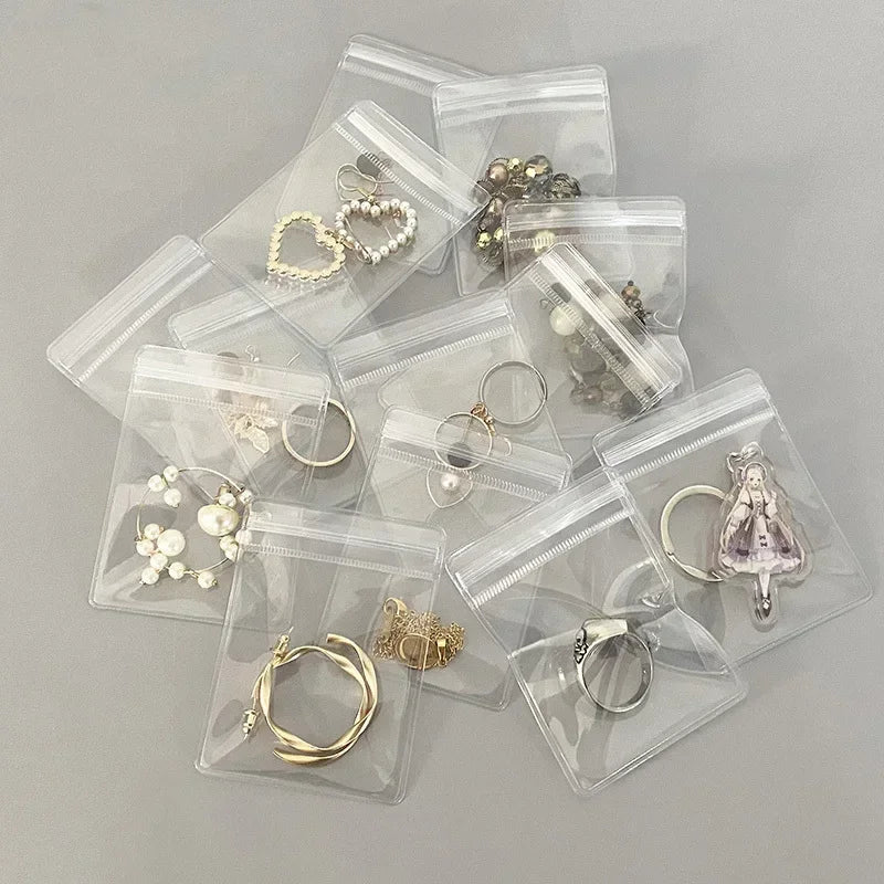 Jewelry Organizer Resealable Bags Transparent PVC Anti-Oxidation Earring Pendant Necklace Bracelet Storage
